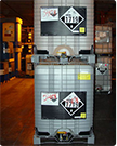 a photo of chemicals with warnings on a forlift
